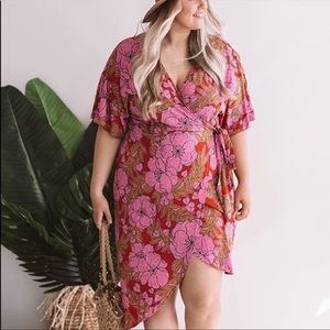 NWT Hibiscus Pink Wrap Dress | 2X
